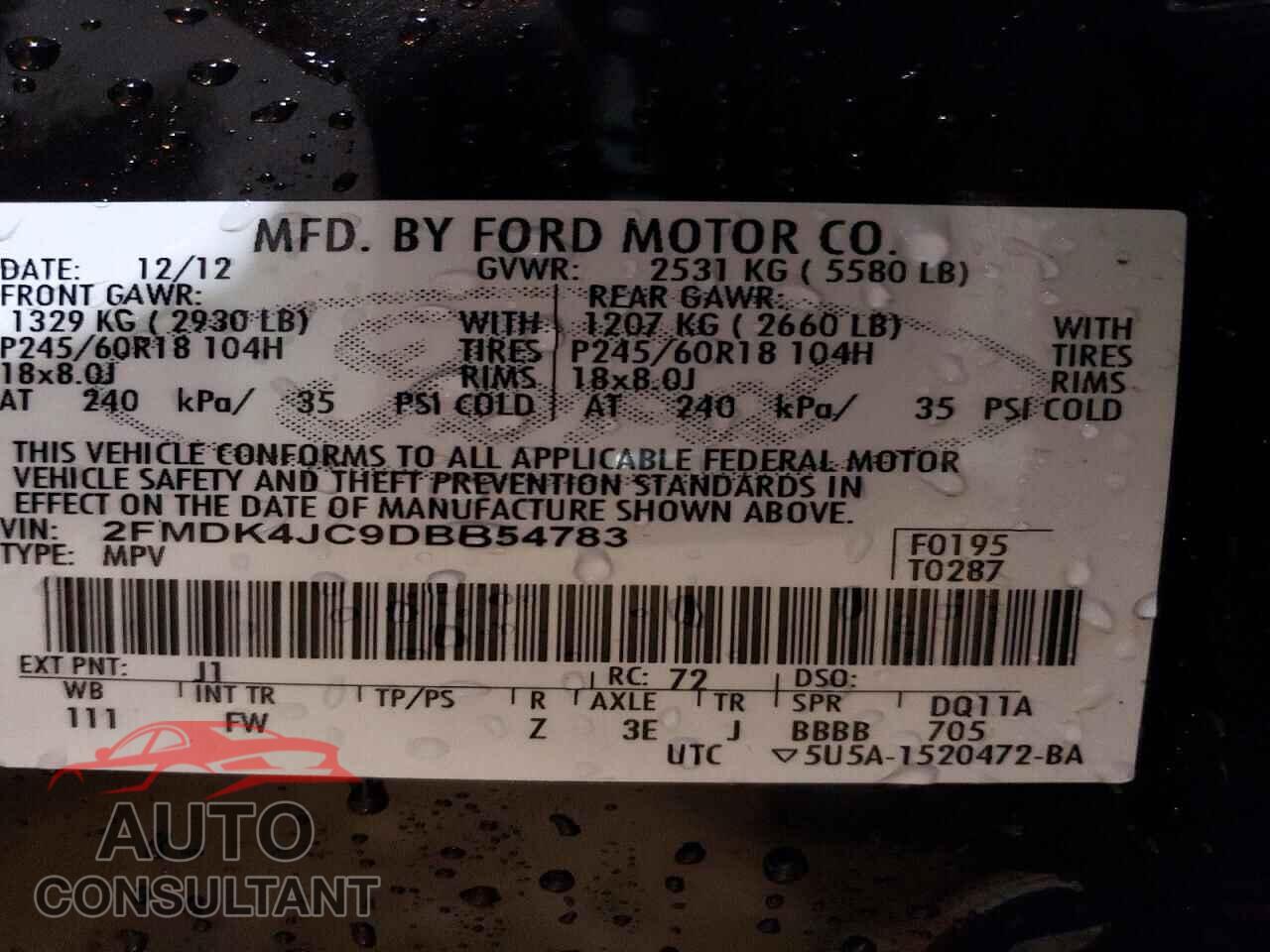 FORD EDGE 2013 - 2FMDK4JC9DBB54783