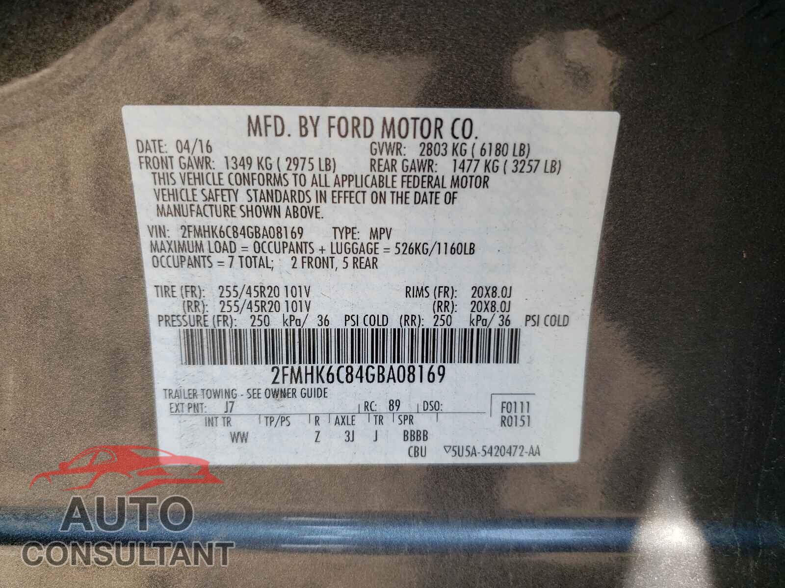 FORD FLEX 2016 - 2FMHK6C84GBA08169