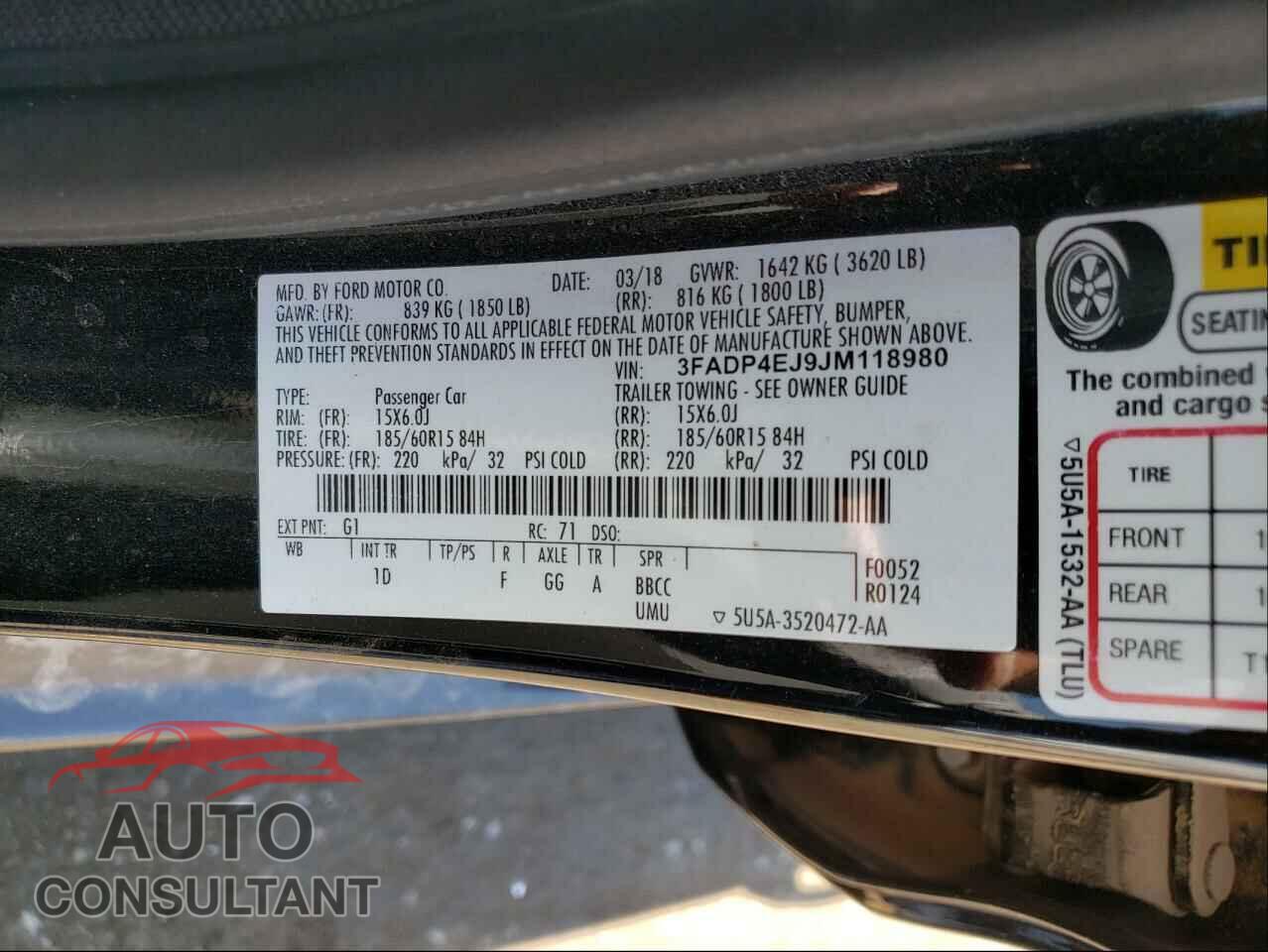 FORD FIESTA 2018 - 3FADP4EJ9JM118980