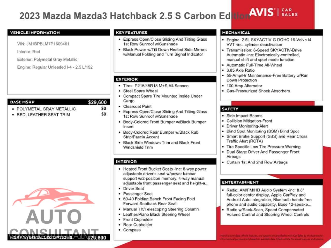 MAZDA 3 2023 - JM1BPBLM7P1609461