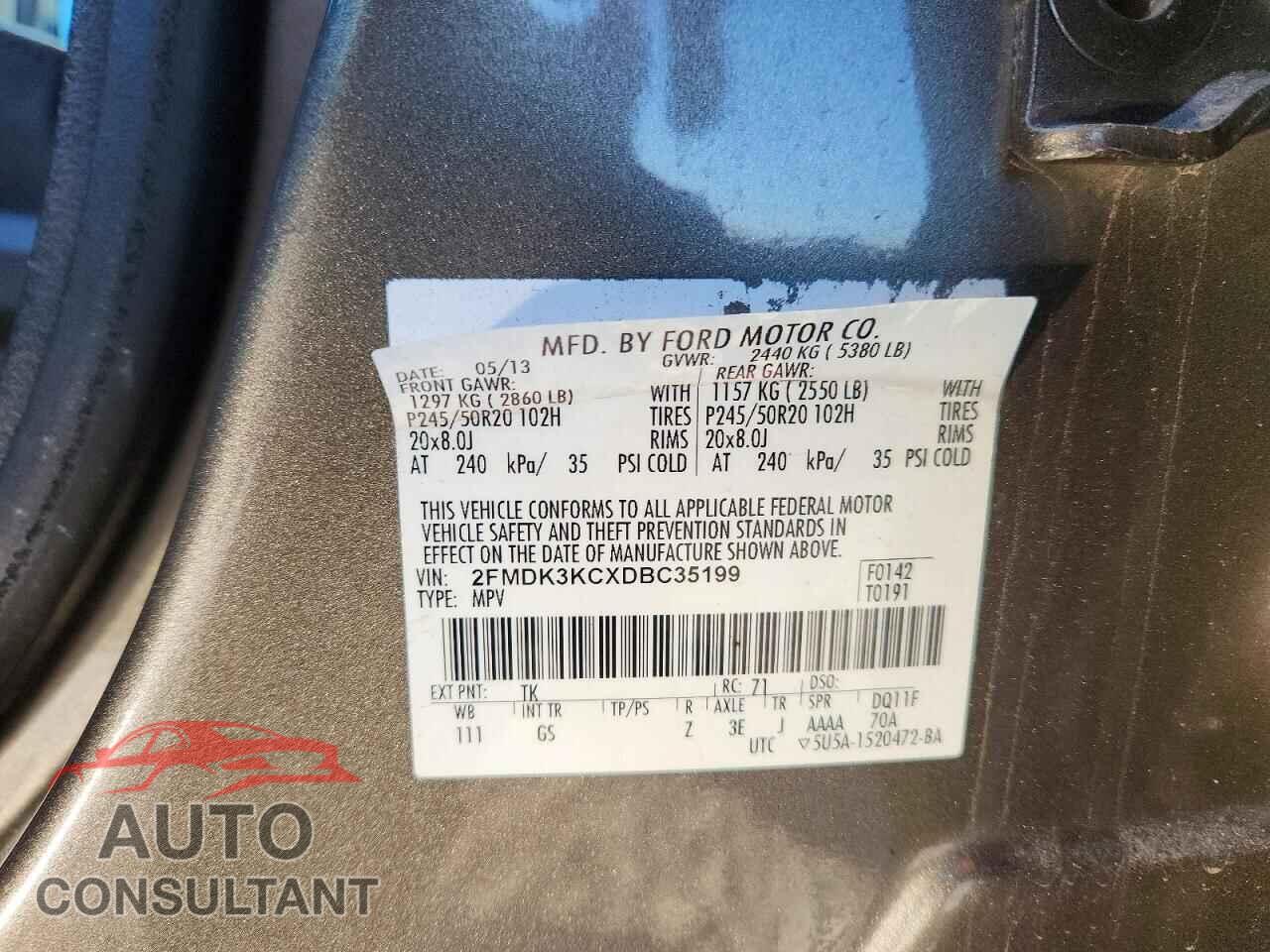 FORD EDGE 2013 - 2FMDK3KCXDBC35199