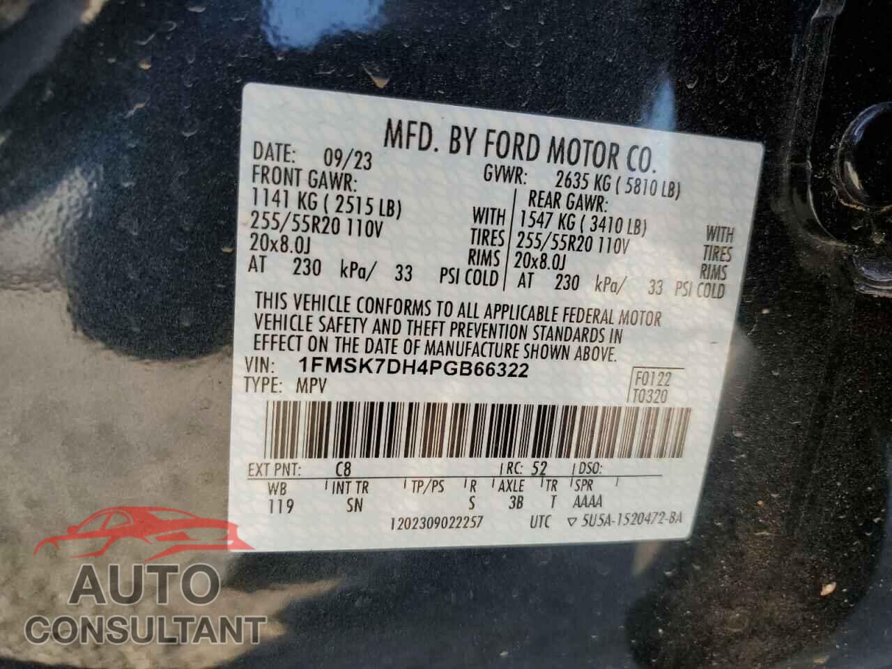 FORD EXPLORER 2023 - 1FMSK7DH4PGB66322