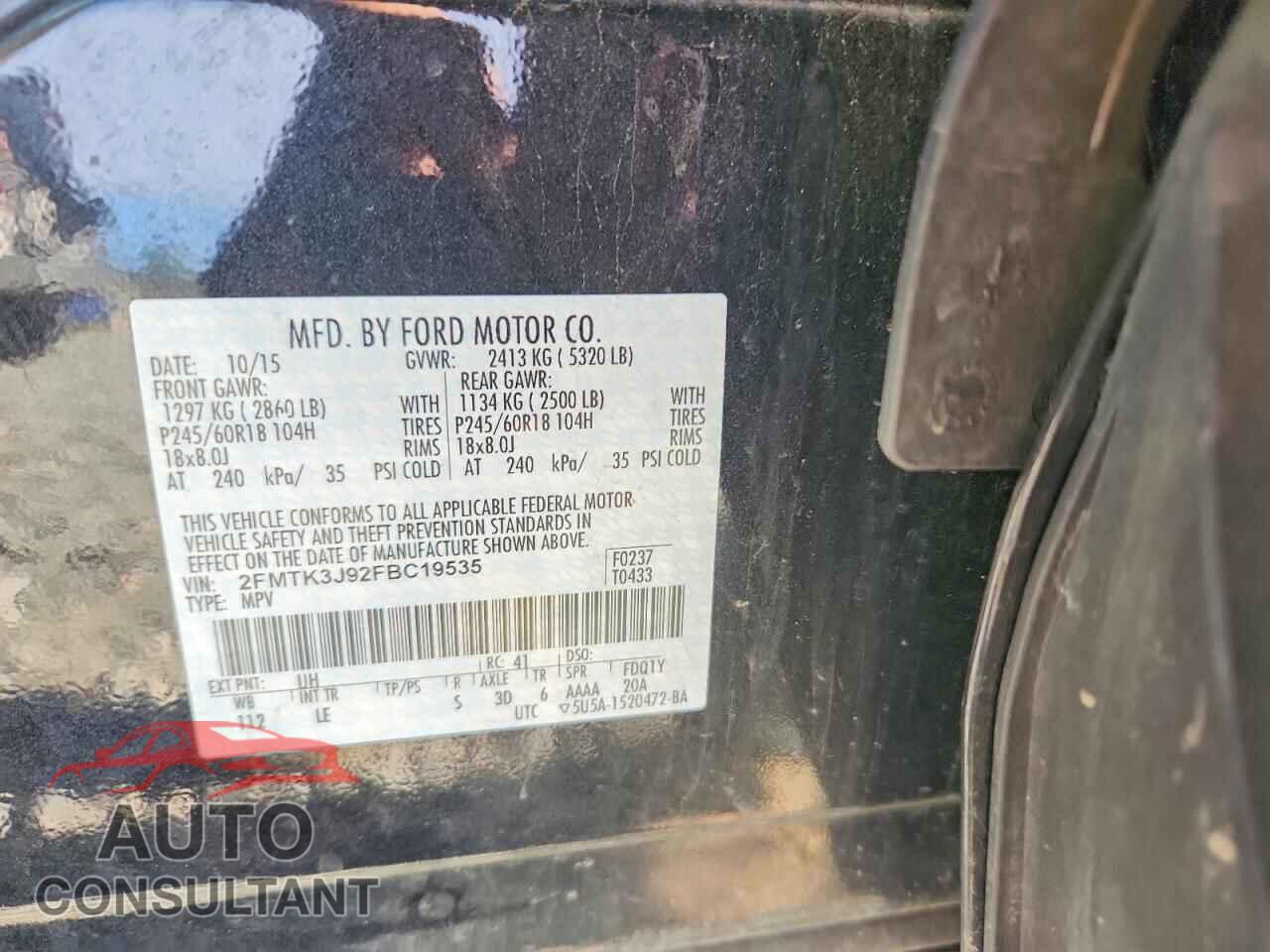 FORD EDGE 2015 - 2FMTK3J92FBC19535