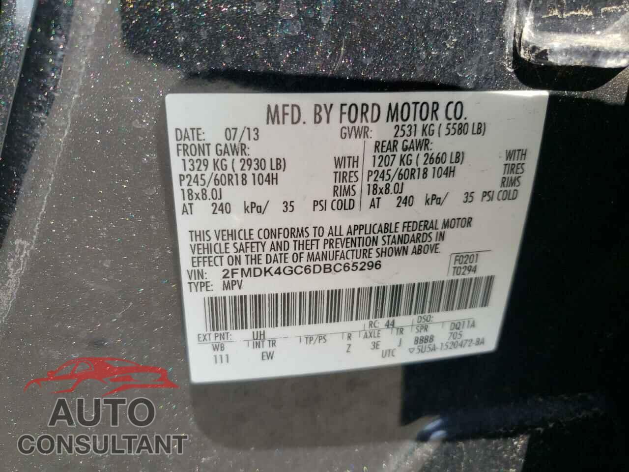 FORD EDGE 2013 - 2FMDK4GC6DBC65296