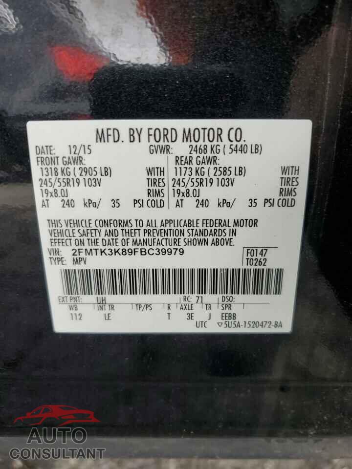 FORD EDGE 2015 - 2FMTK3K89FBC39979