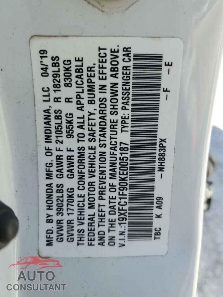 HONDA CIVIC 2019 - 19XFC1F90KE005187