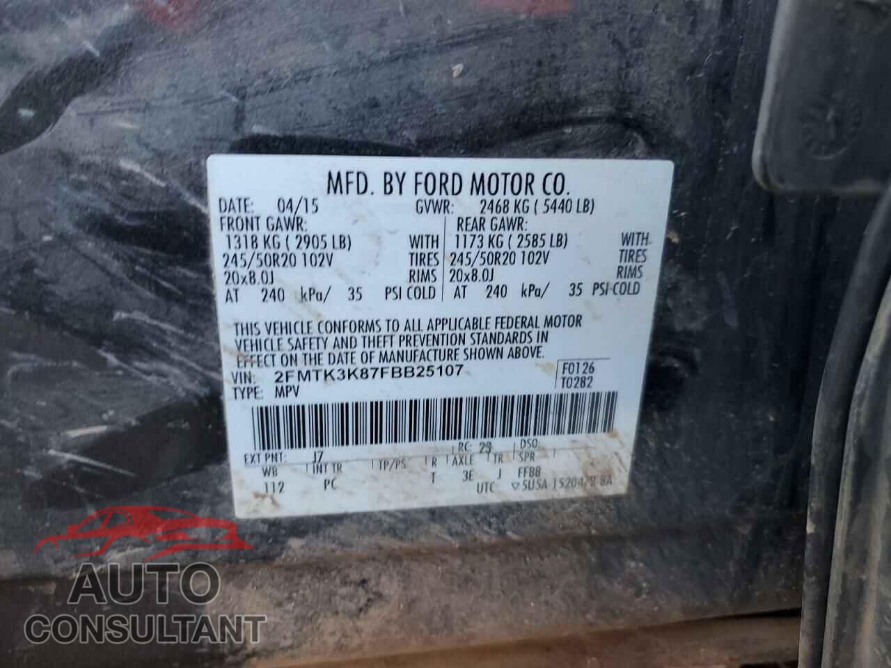 FORD EDGE 2015 - 2FMTK3K87FBB25107