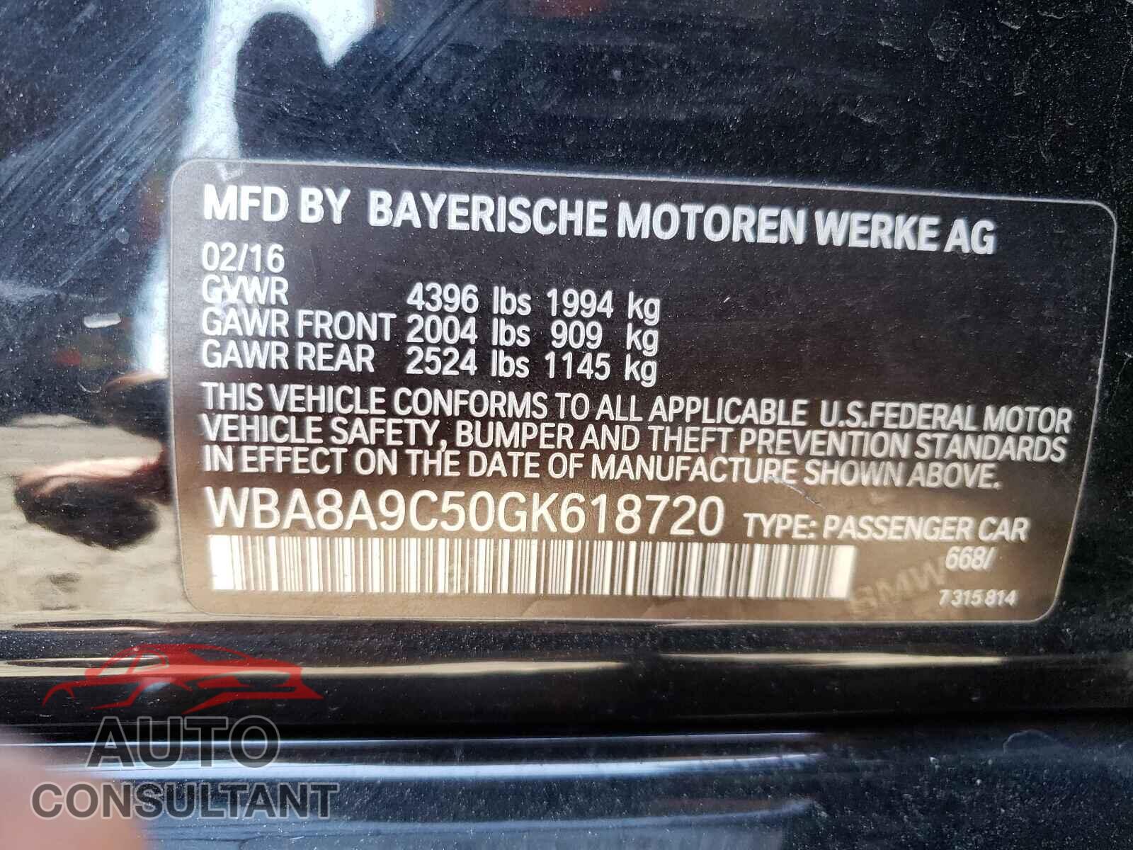 BMW 3 SERIES 2016 - WBA8A9C50GK618720