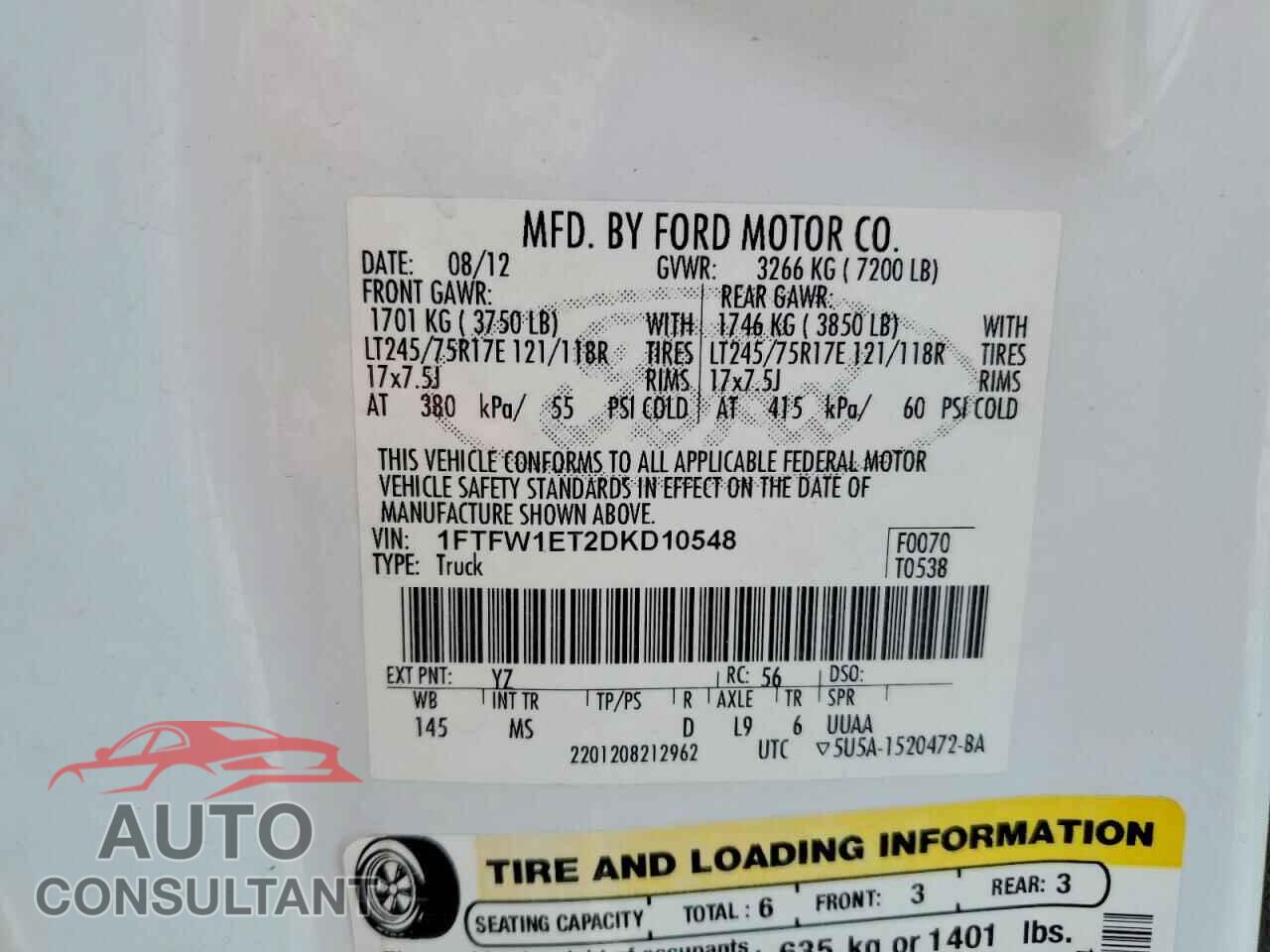 FORD F150 2013 - 1FTFW1ET2DKD10548