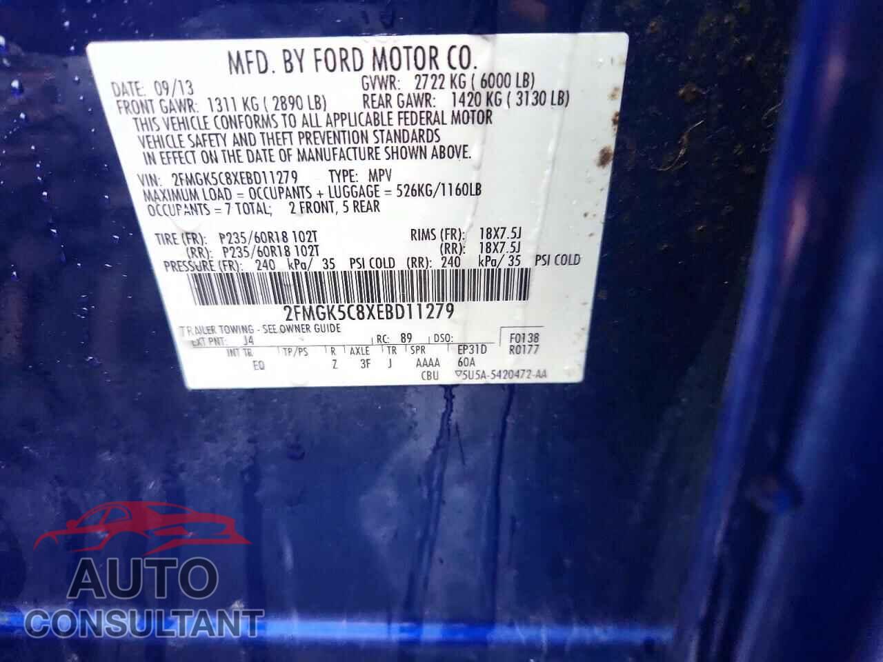 FORD FLEX 2014 - 2FMGK5C8XEBD11279
