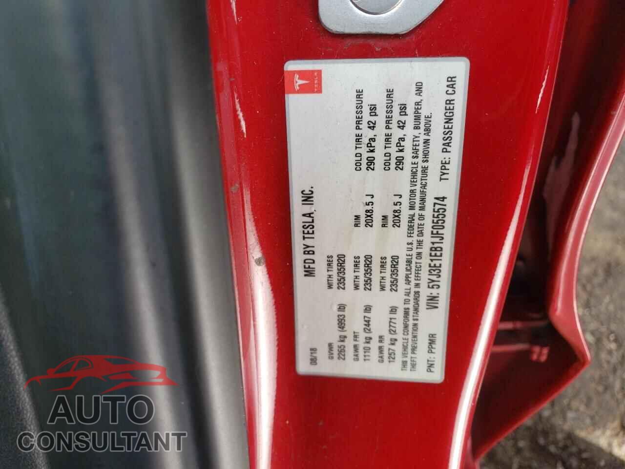 TESLA MODEL 3 2018 - 5YJ3E1EB1JF055574