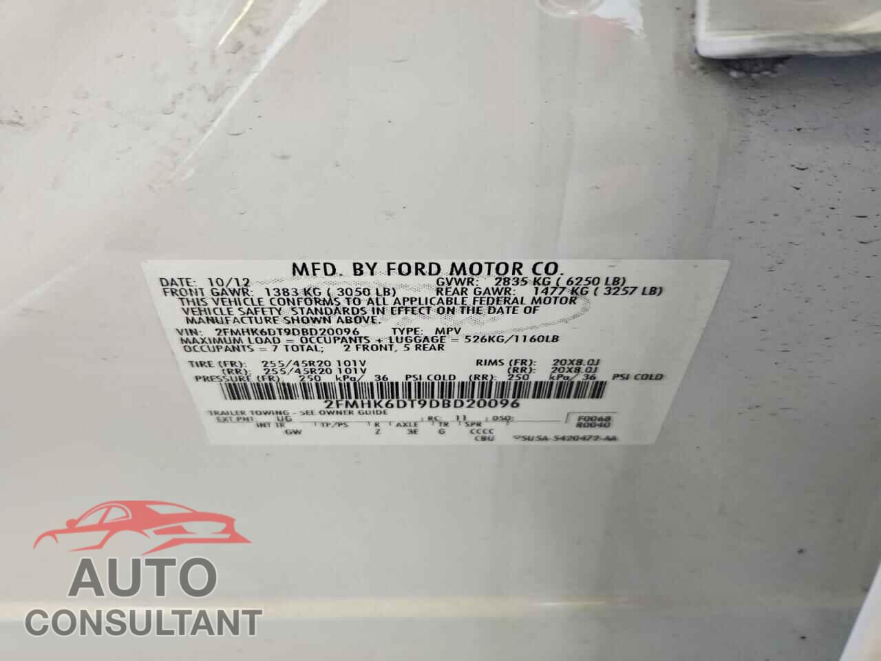 FORD FLEX 2013 - 2FMHK6DT9DBD20096