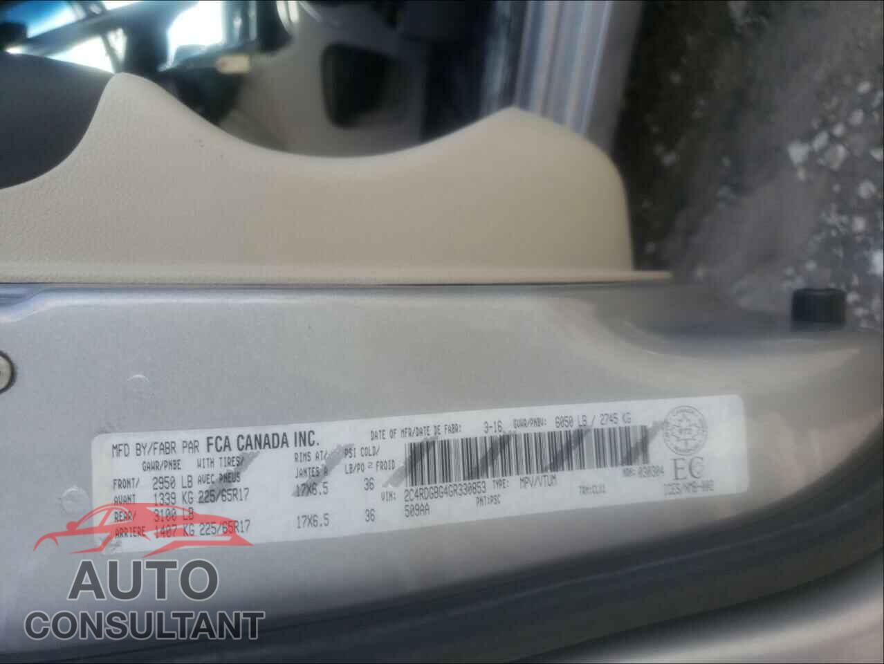 DODGE GRAND CARA 2016 - 2C4RDGBG4GR330853