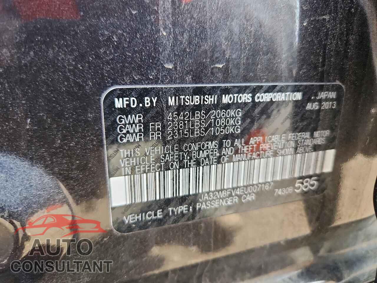 MITSUBISHI EVO 2014 - JA32W8FV4EU007167