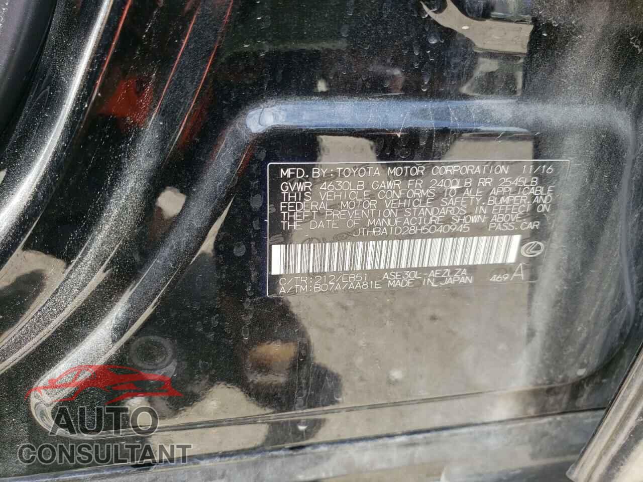 LEXUS IS 2017 - JTHBA1D28H5040945