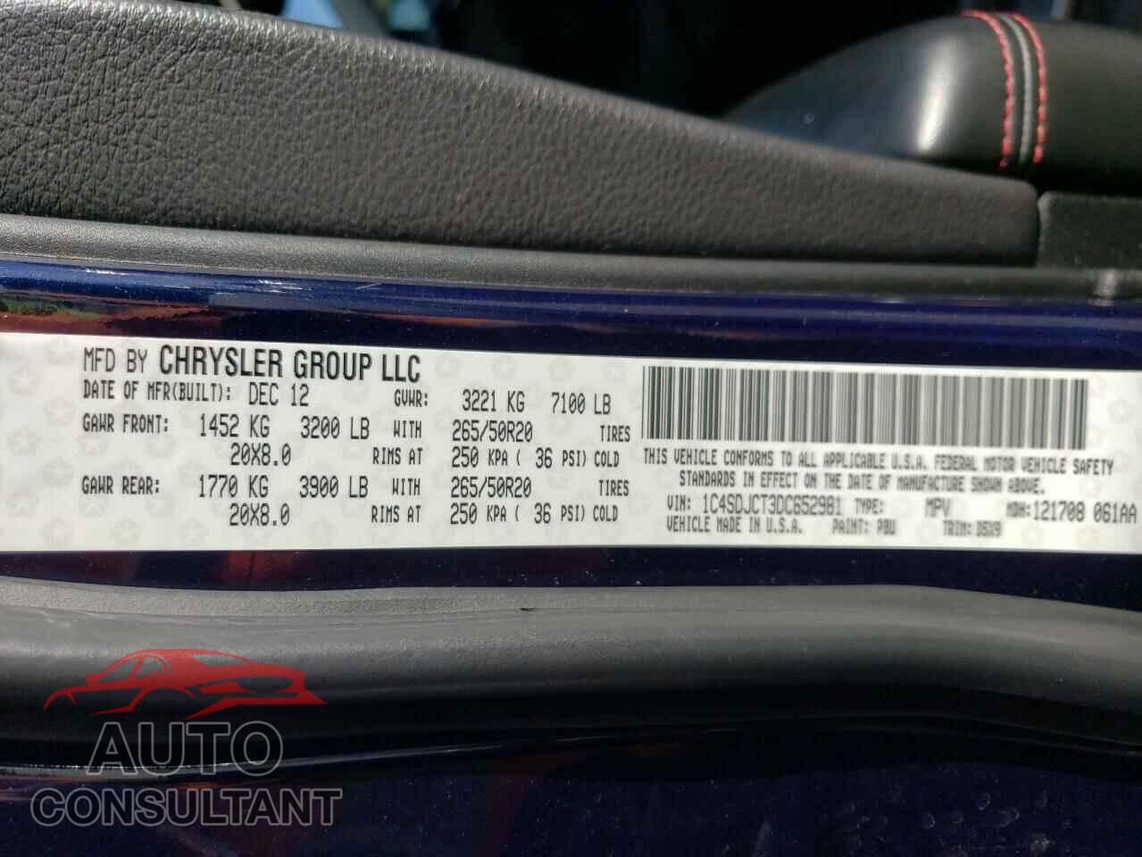 DODGE DURANGO 2013 - 1C4SDJCT3DC652981