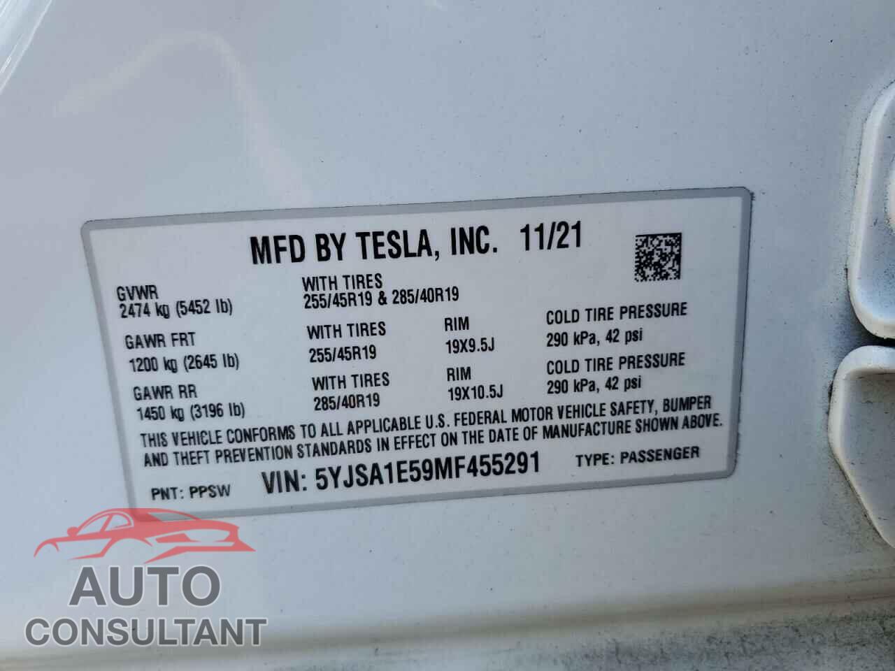 TESLA MODEL S 2021 - 5YJSA1E59MF455291