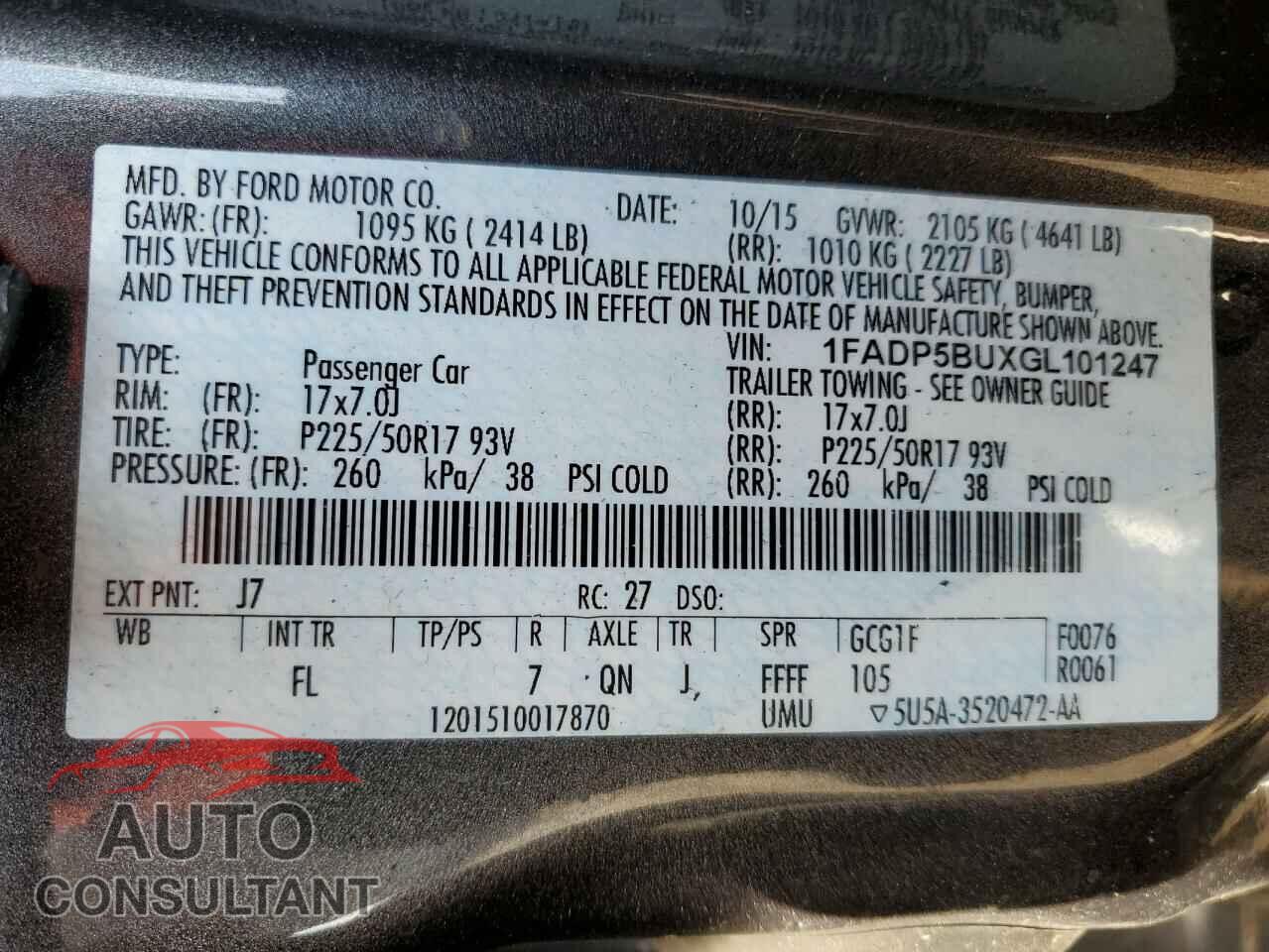 FORD CMAX 2016 - 1FADP5BUXGL101247