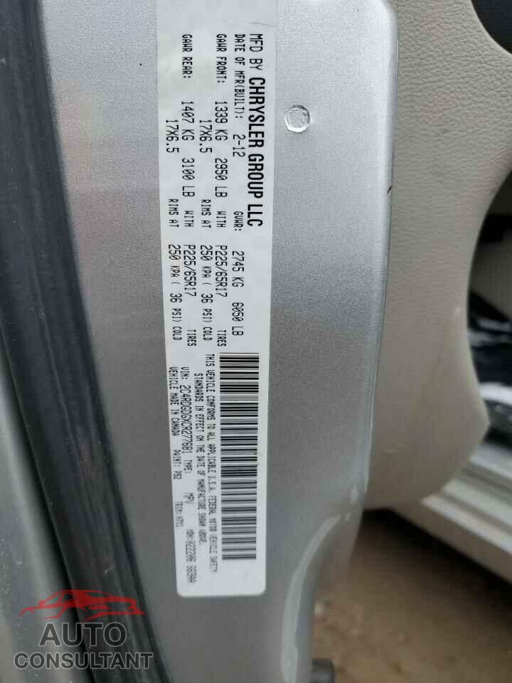 DODGE CARAVAN 2012 - 2C4RDGDGXCR277681
