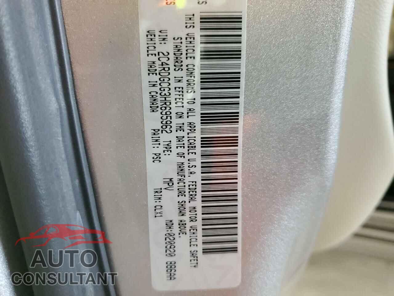 DODGE CARAVAN 2017 - 2C4RDGCG3HR695962