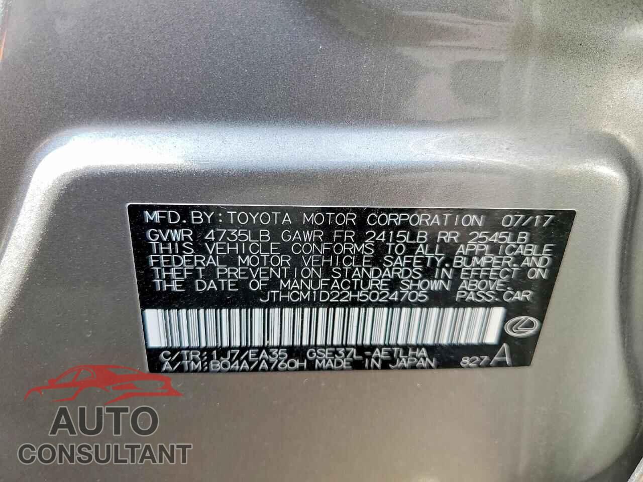 LEXUS IS 2017 - JTHCM1D22H5024705