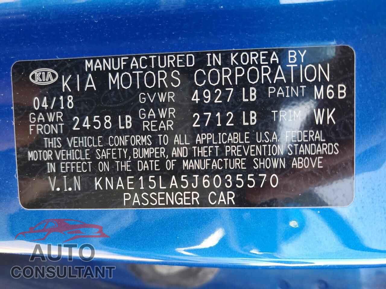 KIA STINGER 2018 - KNAE15LA5J6035570