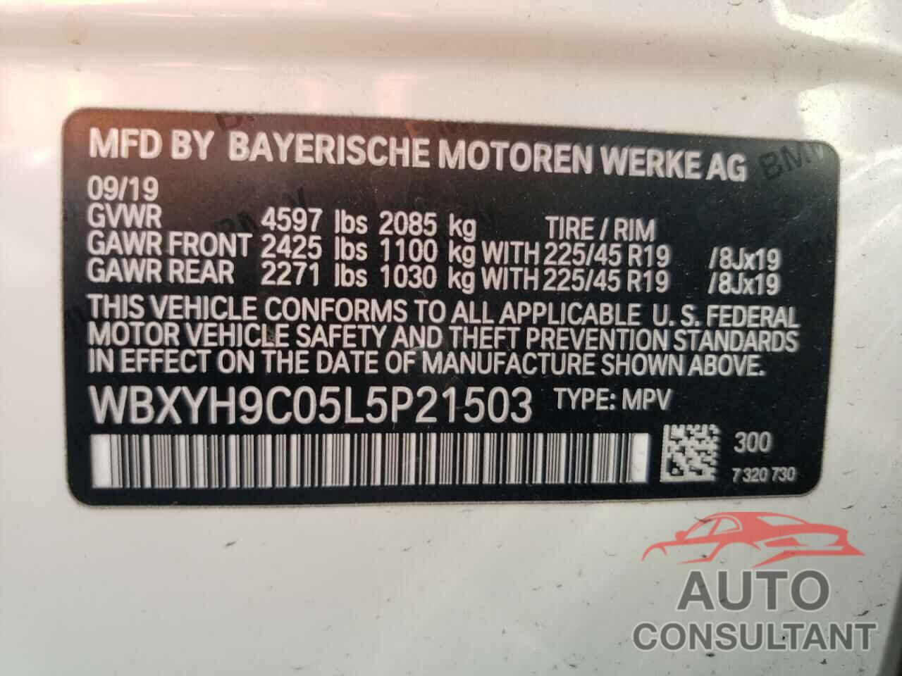 BMW X2 2020 - WBXYH9C05L5P21503