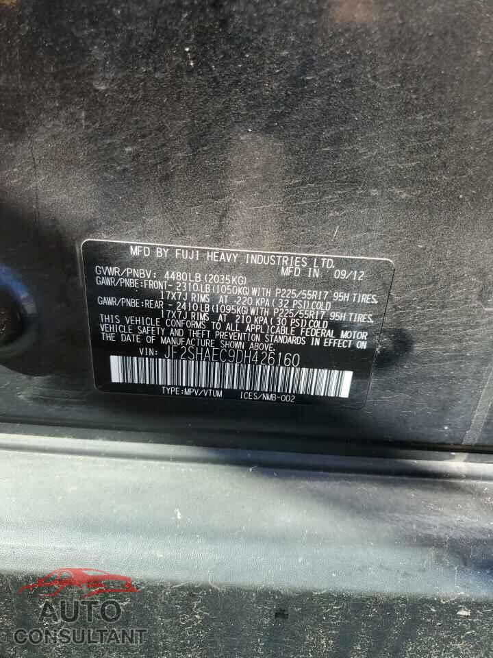 SUBARU FORESTER 2013 - JF2SHAEC9DH426160