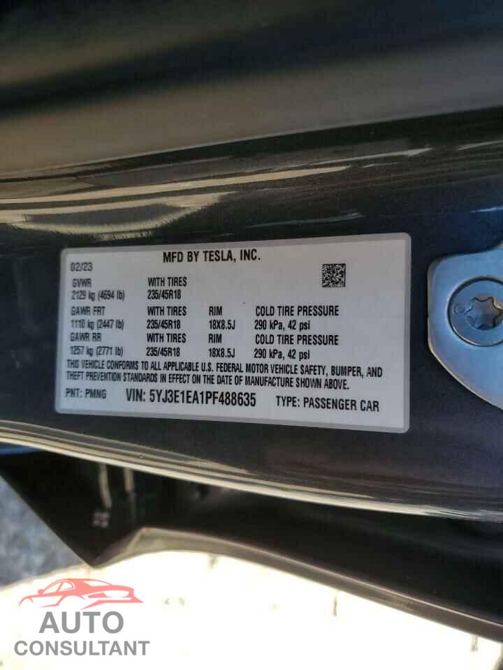 TESLA MODEL 3 2023 - 5YJ3E1EA1PF488635
