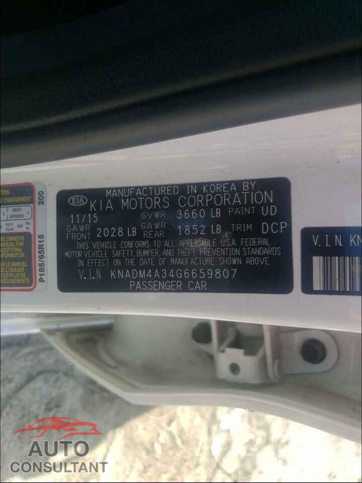 KIA RIO 2016 - KNADM4A34G6659807
