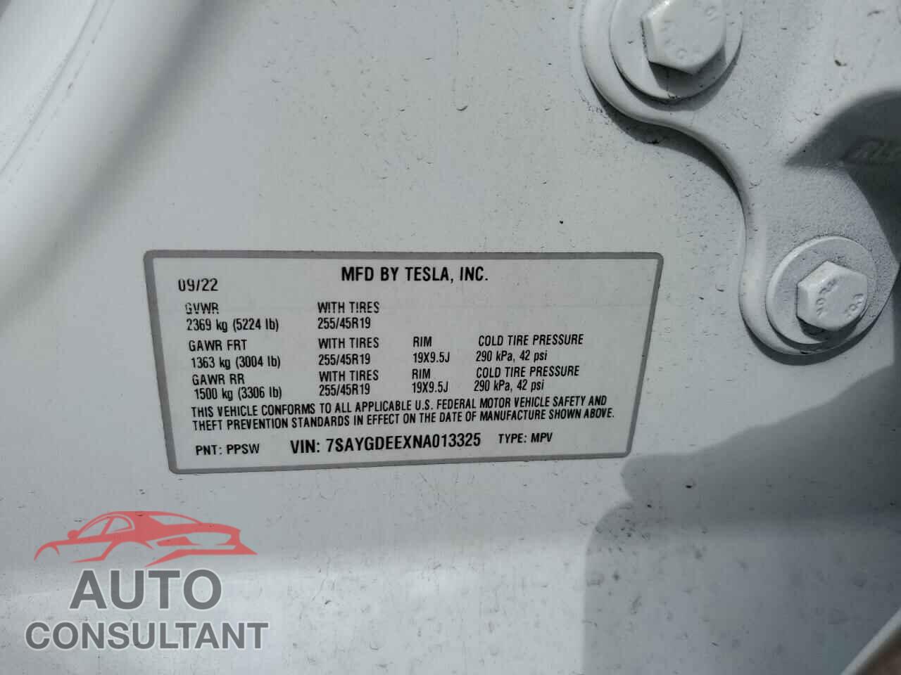 TESLA MODEL Y 2022 - 7SAYGDEEXNA013325