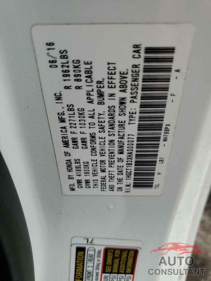 HONDA ACCORD 2017 - 1HGCT1B3XHA000077