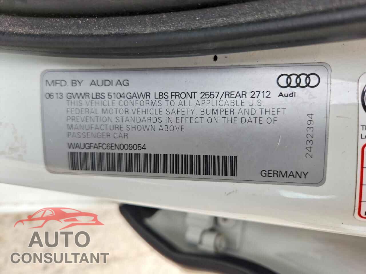 AUDI A6 2014 - WAUGFAFC6EN009054