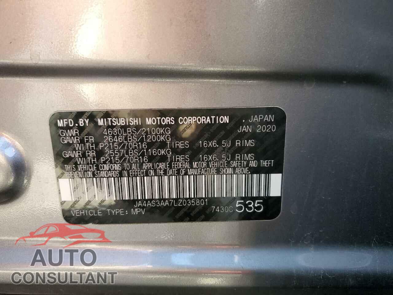 MITSUBISHI ECLIPSE 2020 - JA4AS3AA7LZ035801
