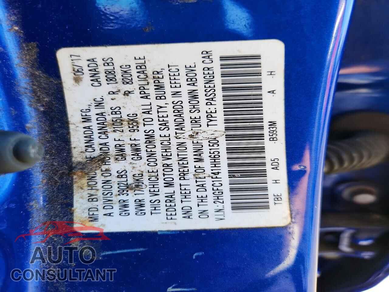HONDA CIVIC 2017 - 2HGFC1F41HH651504