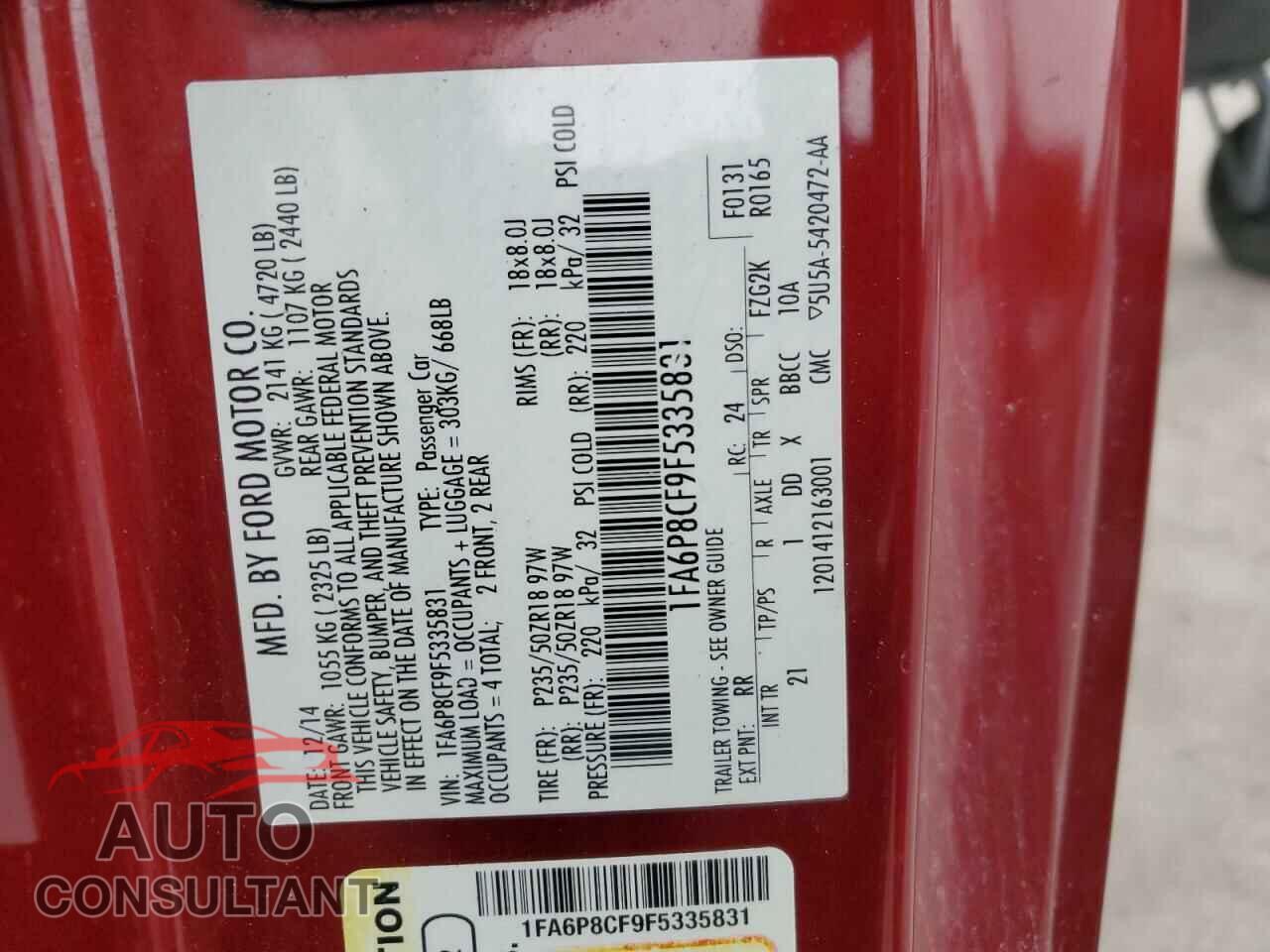 FORD MUSTANG 2015 - 1FA6P8CF9F5335831