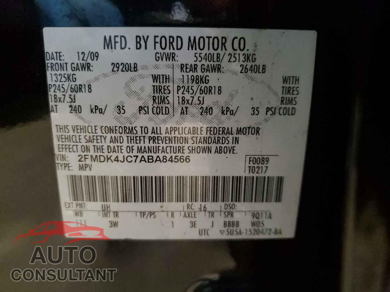 FORD EDGE 2010 - 2FMDK4JC7ABA84566