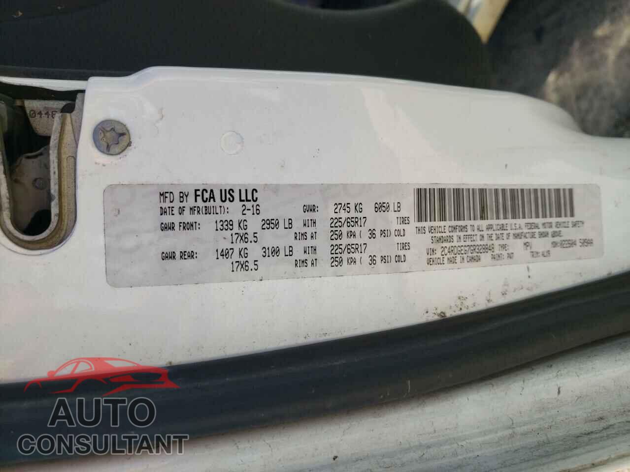 DODGE CARAVAN 2016 - 2C4RDGEG7GR328848