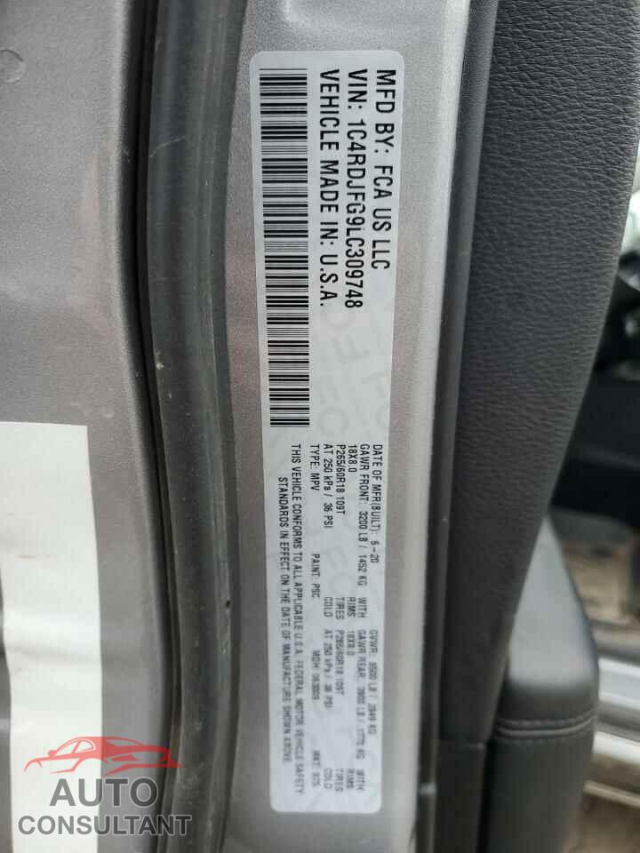 DODGE DURANGO 2020 - 1C4RDJFG9LC309748