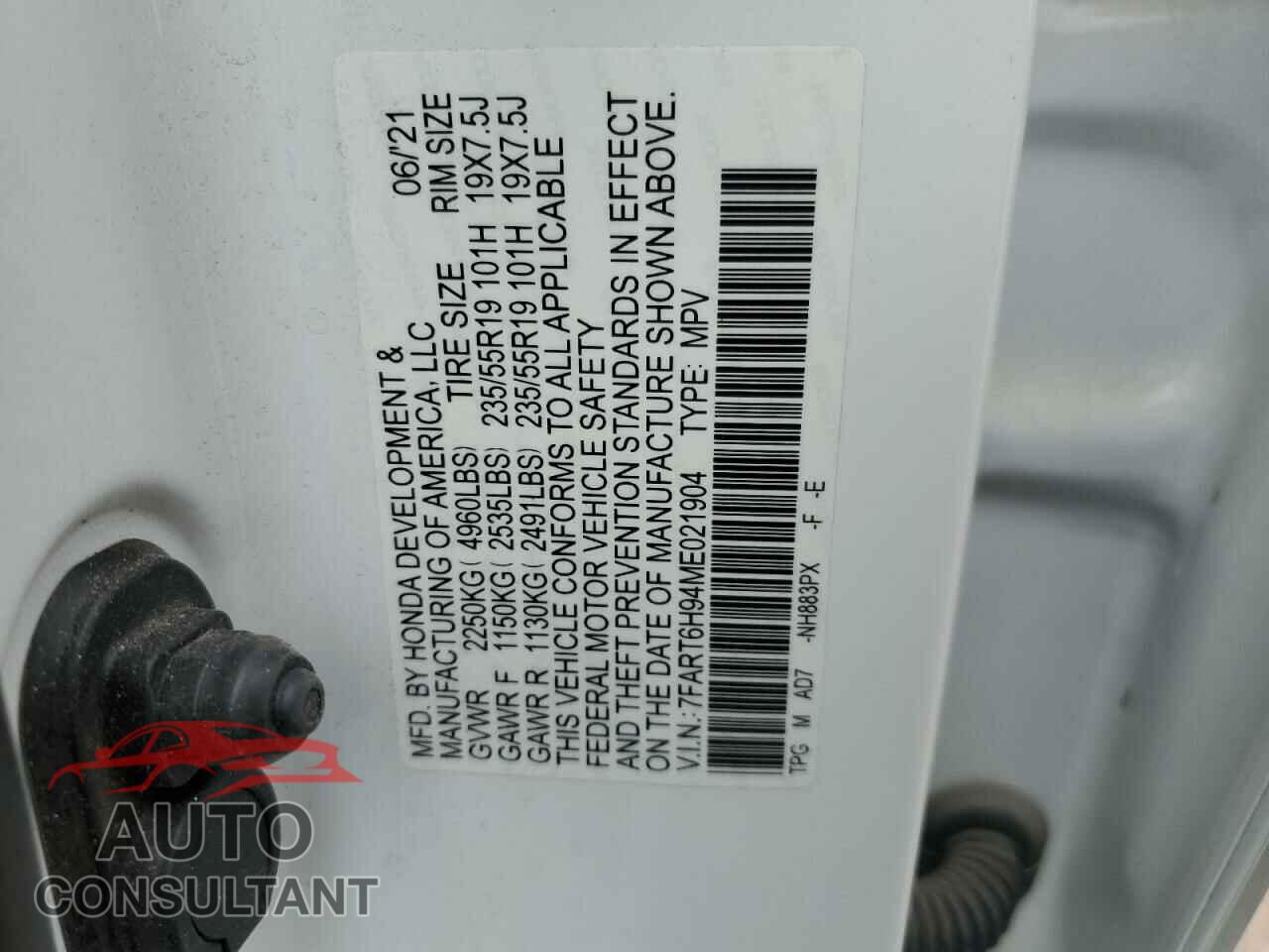 HONDA CRV 2021 - 7FART6H94ME021904