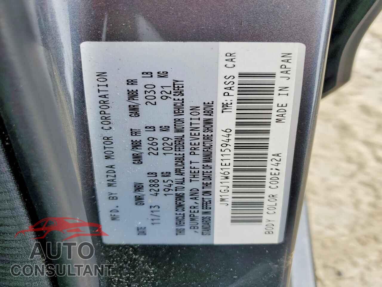 MAZDA 6 2014 - JM1GJ1W61E1159446