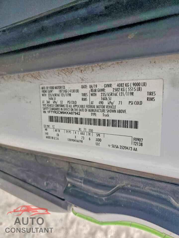 FORD TRANSIT 2019 - 1FTYR2CM9KKA87942