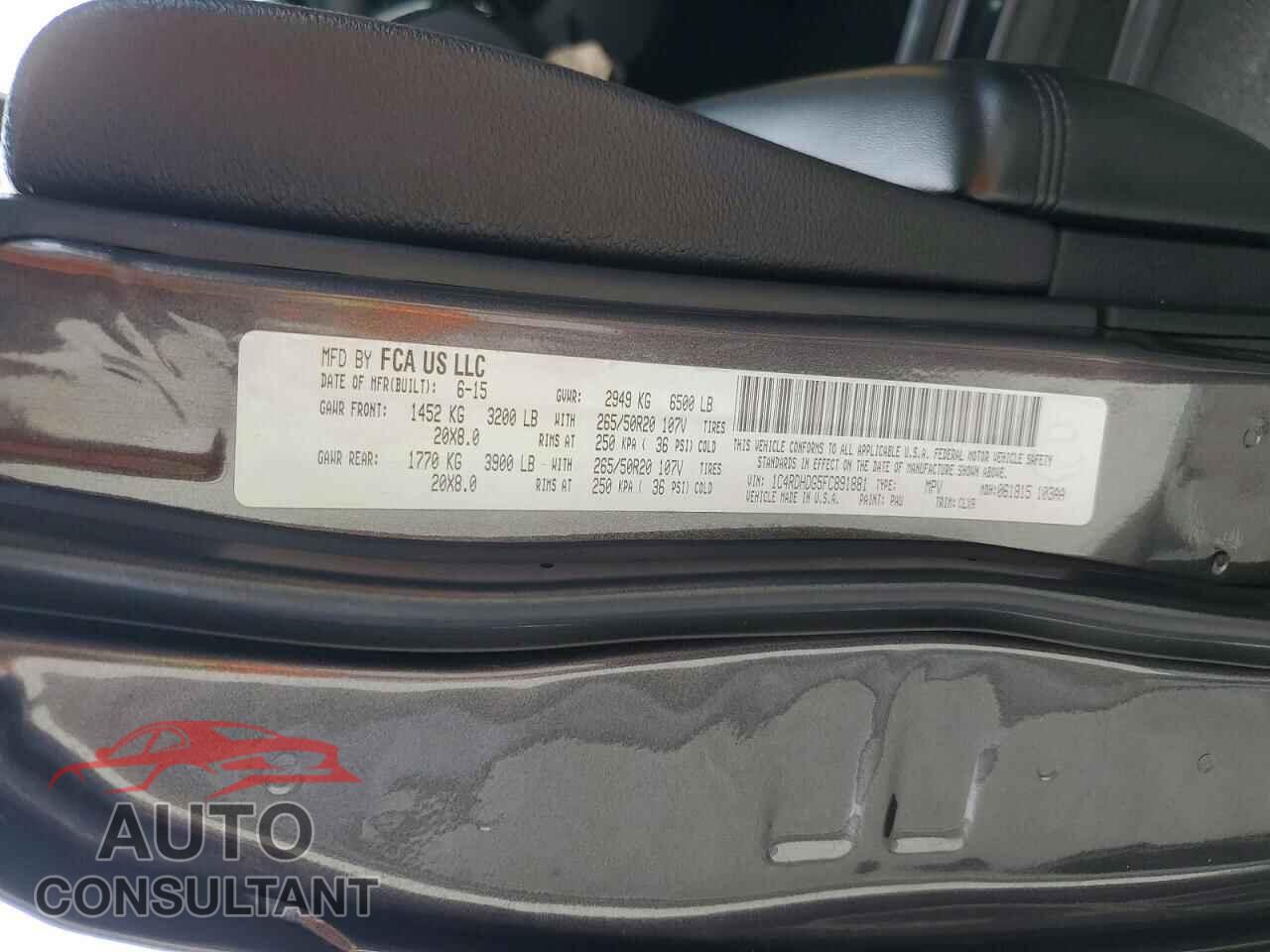 DODGE DURANGO 2015 - 1C4RDHDG5FC891881