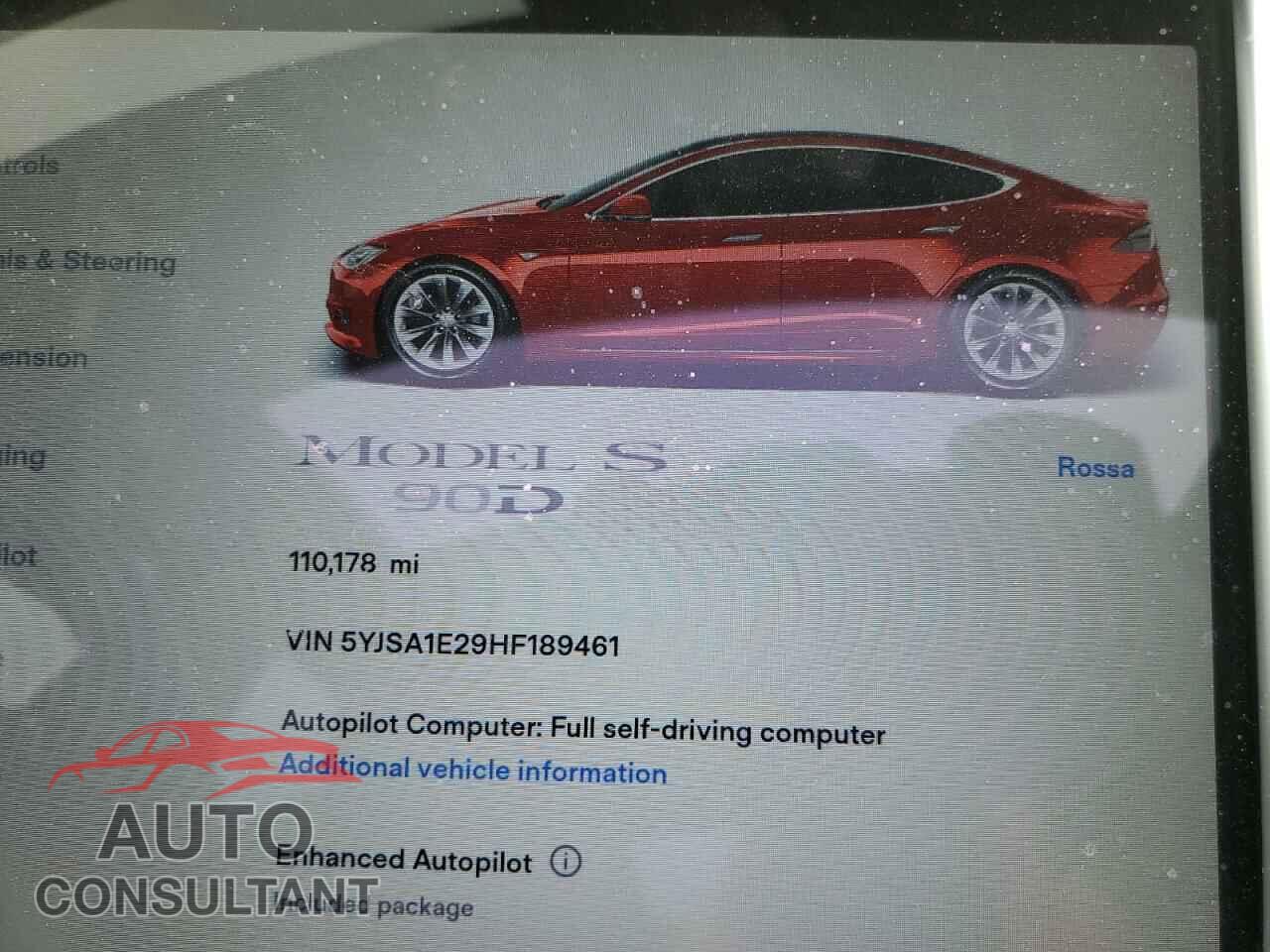 TESLA MODEL S 2017 - 5YJSA1E29HF189461