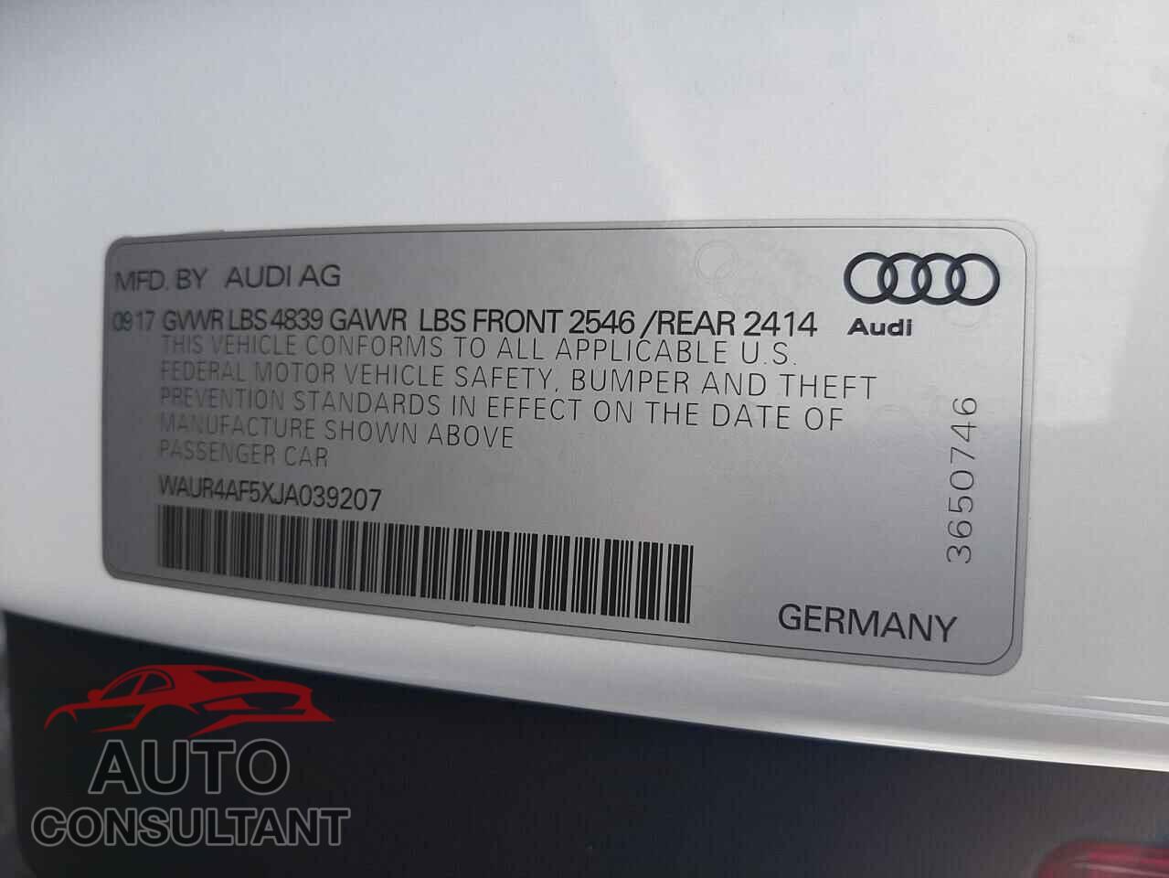 AUDI S5/RS5 2018 - WAUR4AF5XJA039207