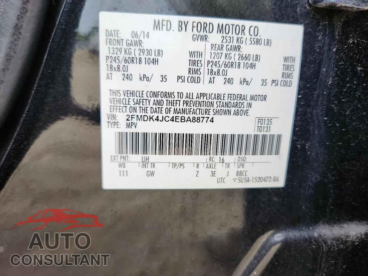 FORD EDGE 2014 - 2FMDK4JC4EBA88774