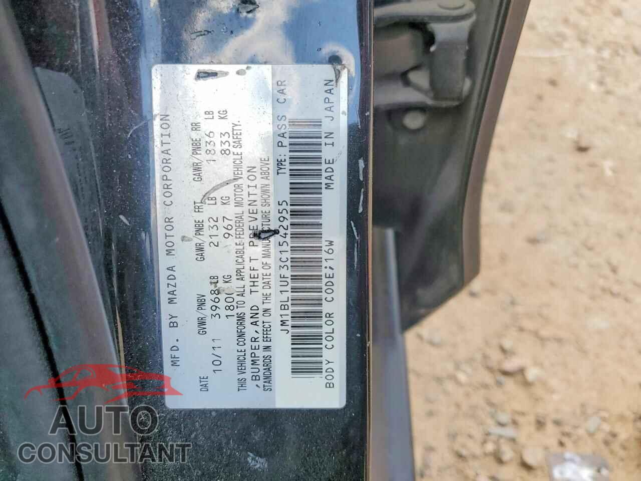 MAZDA 3 2012 - JM1BL1UF3C1542955