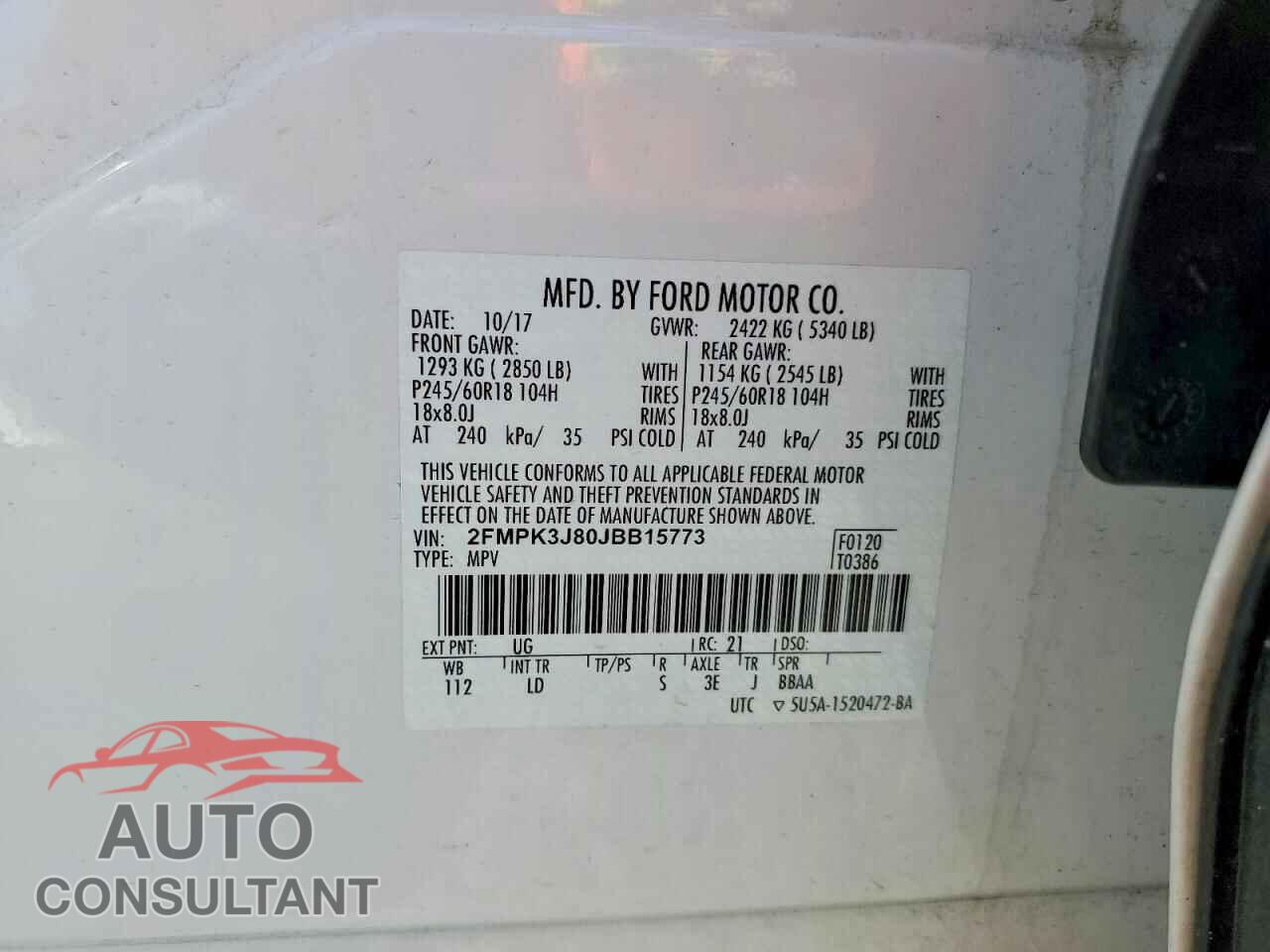 FORD EDGE 2018 - 2FMPK3J80JBB15773