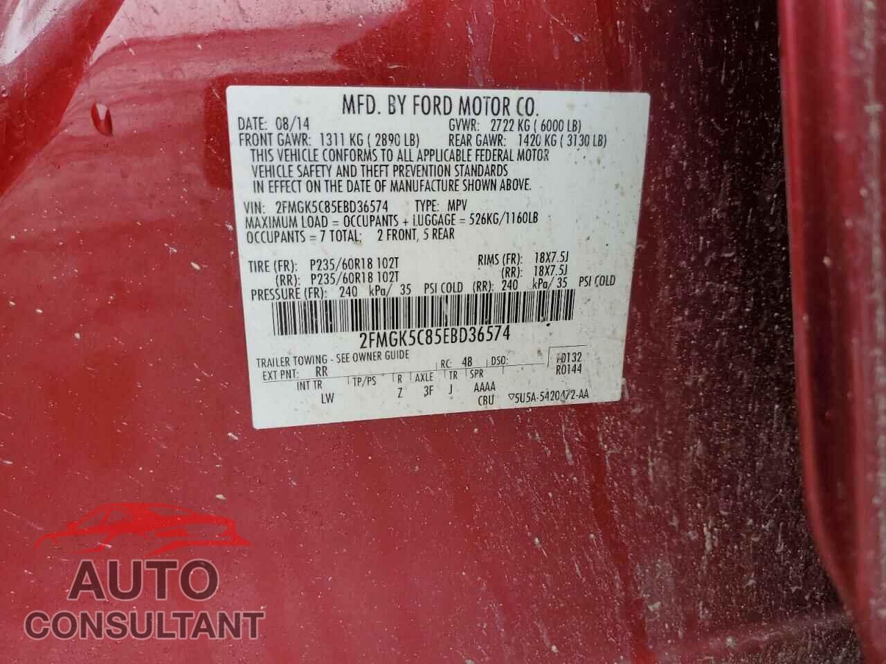 FORD FLEX 2014 - 2FMGK5C85EBD36574