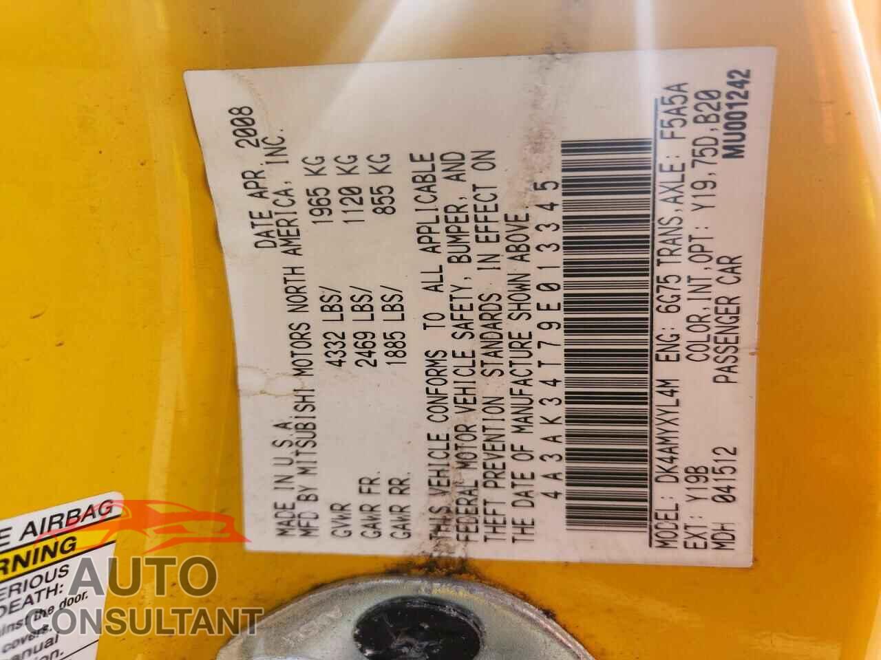 MITSUBISHI ECLIPSE 2009 - 4A3AK34T79E013345